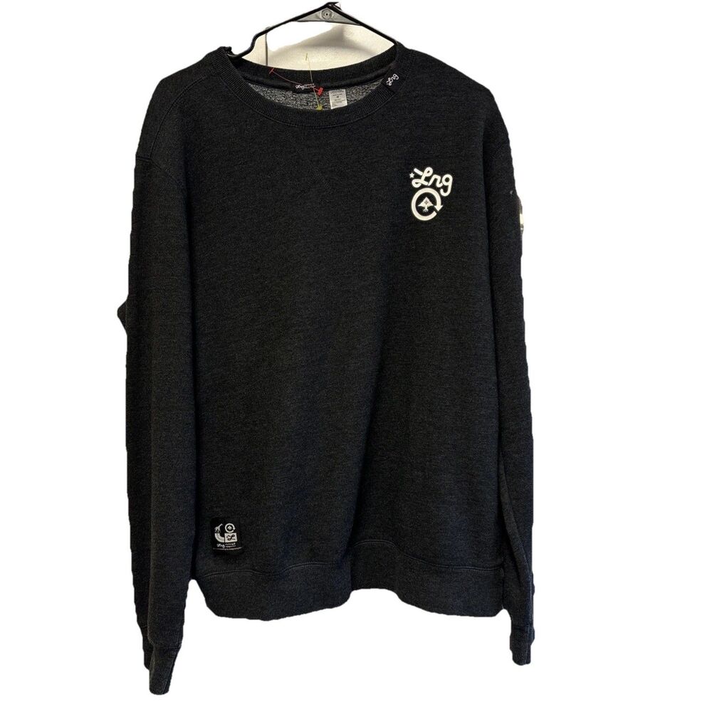 LRG Sweatshirt Men M Black Fleece Crewneck Graphic Pullover Streetwear Logo